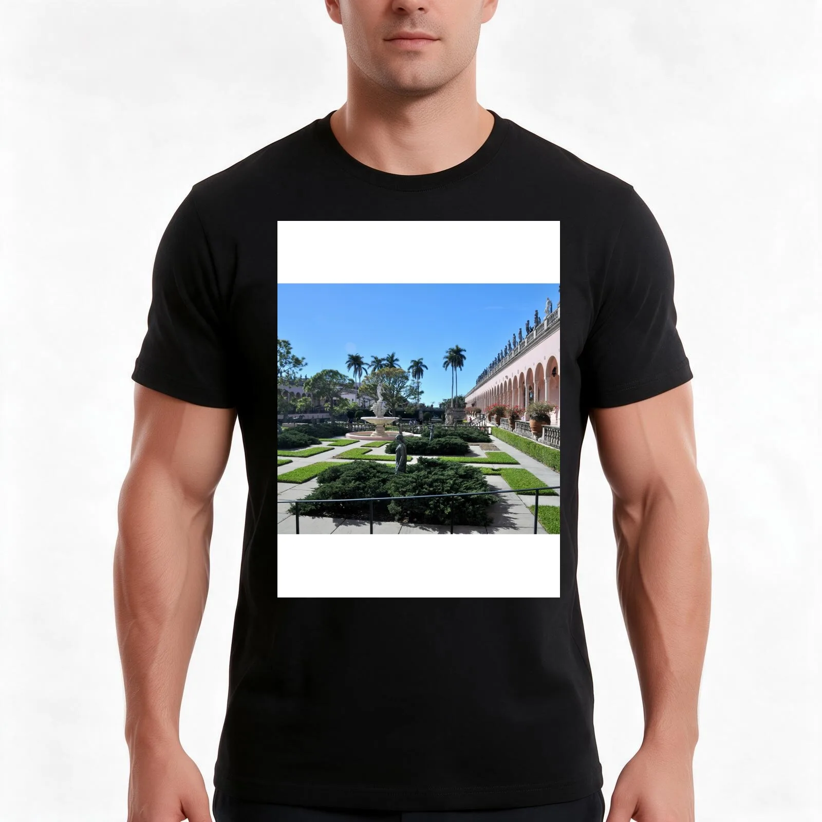 Ringling Courtyard Sarasota FL T-Shirt Summer Casual Cotton Tee Oversized Streetwear Tops Vintage Graphic Print