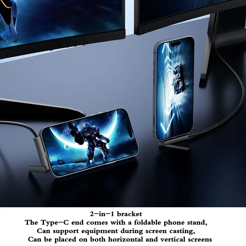 8K Type-C to HDMI Compatible Bracket Conversion Cable 4K Phone Same Screen Cable Thunderbolt 3/4 Computer Projection Converter