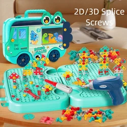 Simulation Electric Screwdriver Montessori Toys Assembly and Repair Tool Set Children Early Educational Toys Handmade DIY Toy