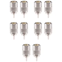 10pcs Connector UHF male PL259 plug solder RG8 RG213 LMR400 7D-FB cable silver