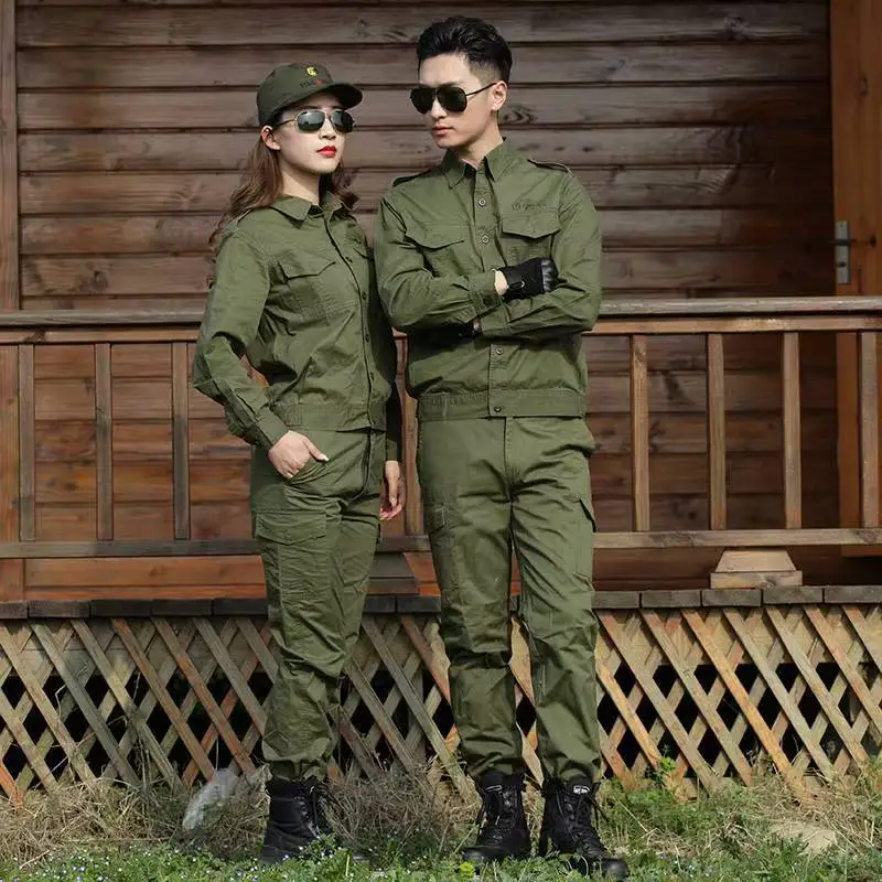 Autumn Army Green Long Thin Section Work Coverall Suits Summer Short-sleeved Cotton Clothes Man Women Unified sets