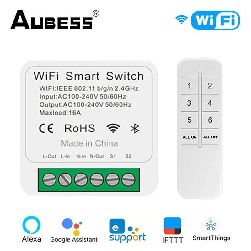 EWeLink-Mini interruptor inteligente WiFi, 16A, controle bidirecional, temporizador, desligamento automático, módulo disjuntor, controle de casa