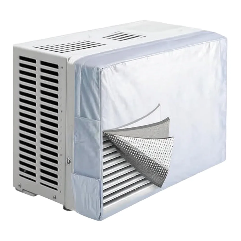 Insulated AC Cover With Side Pockets For Remote, 3-Layer Draft Blocker Waterproof Machine-Washable For Indoor Unit
