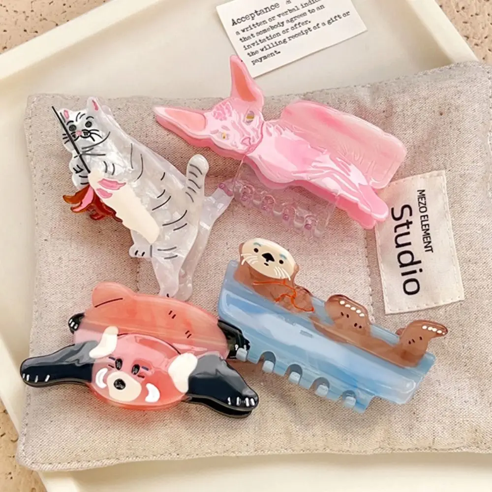 

Fashion Korean Style Cartoon Animal Hair Claw Little Raccoon Sweet Cute Cat Crab Clip Kawaii Creative Small Shark Clip Headdress