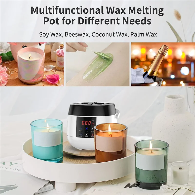 Candle Making Wax Melting Pot, Wax Melter for Candle Making,LED Temperature Display for Adults Beginner, Soy Wax UK Plug