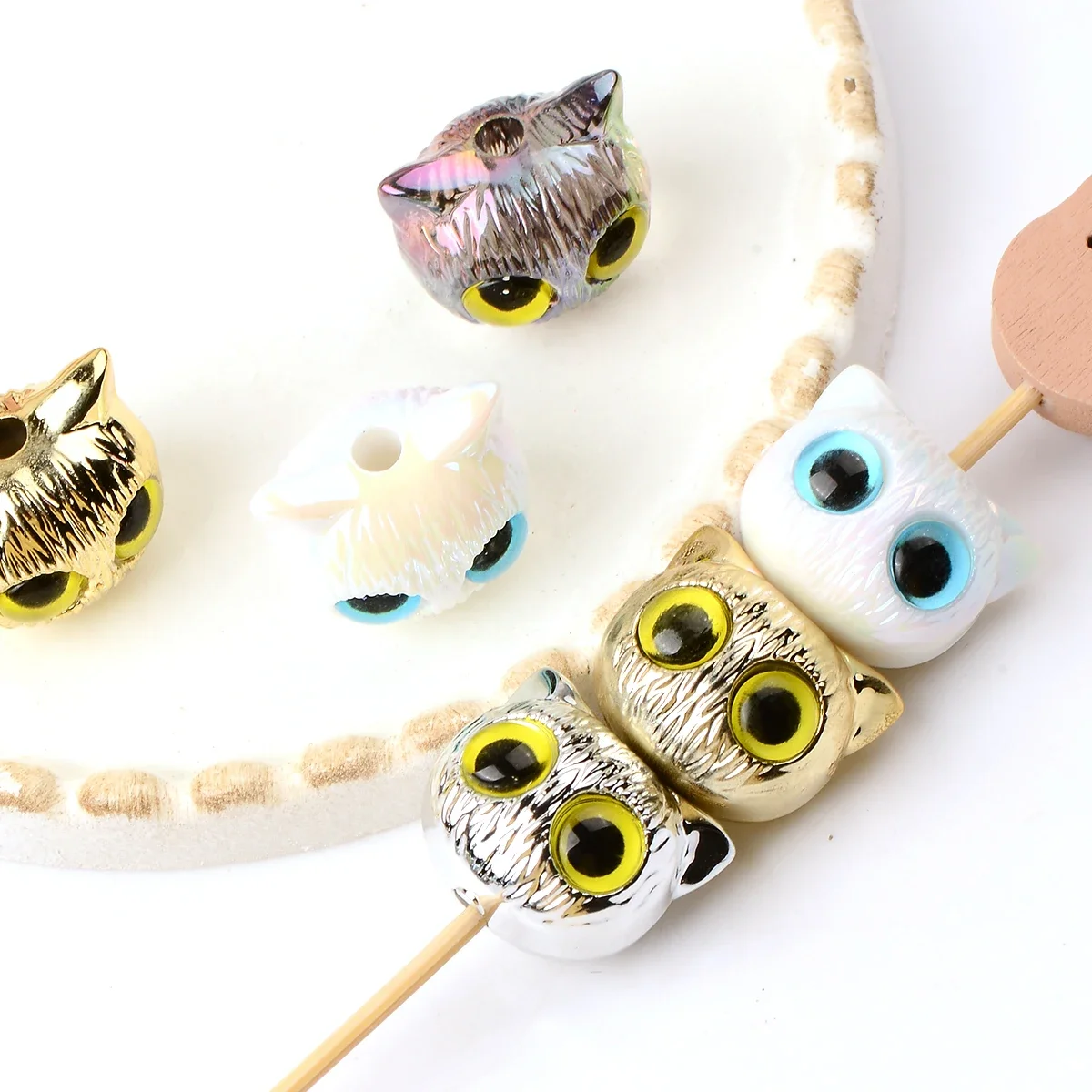 5pcs Mixed Plating Color Cute Cartoon Animal Acrylic Spacer Charms Beads for Jewelry Making DIY Key Chain Phone Chain Ornament