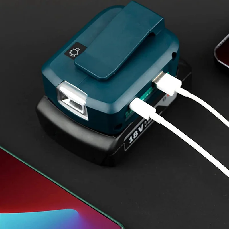 Para ADP05 14,4 V/18 V Lion batería USB/puerto convertidor tipo C con foco de luz LED luz exterior para