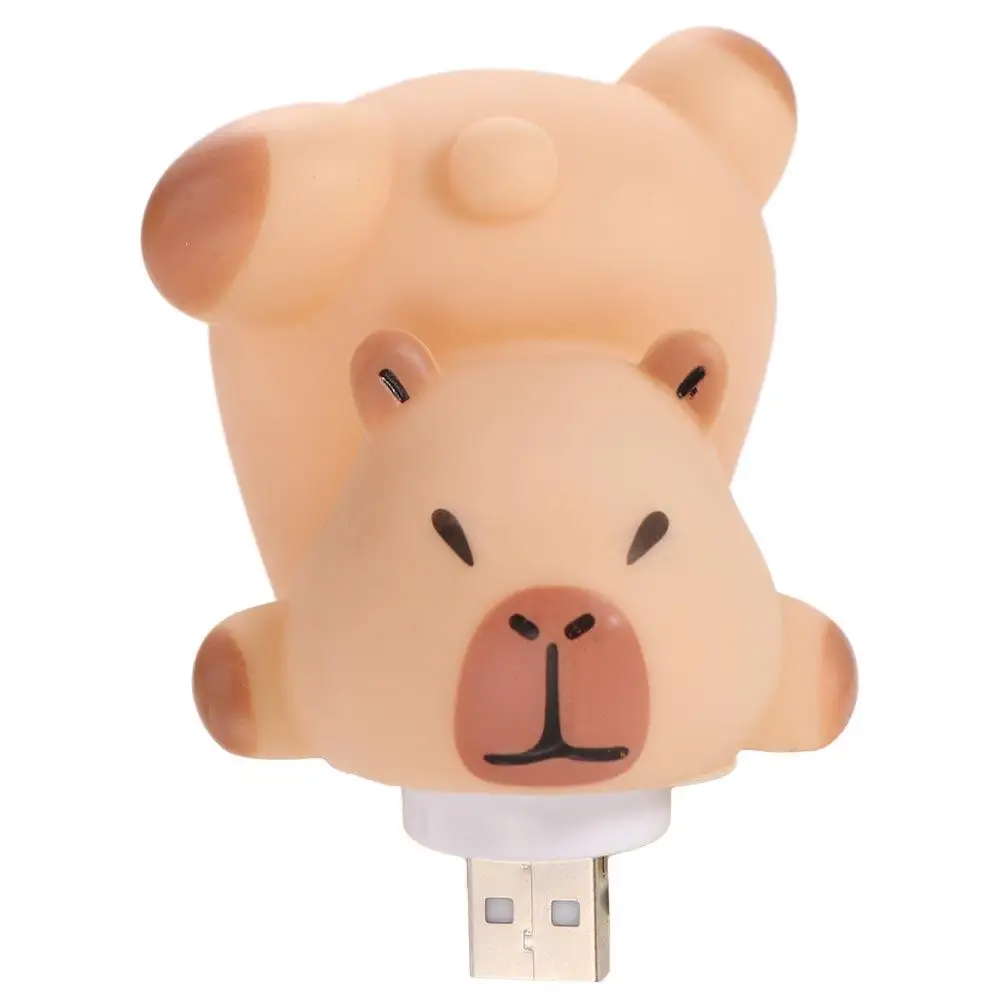 Cute Capybara USB Night Light Cartoon Plastic USB Plug Lamp Convenient Brown USB Small Atmosphere Lamp Children's Gifts