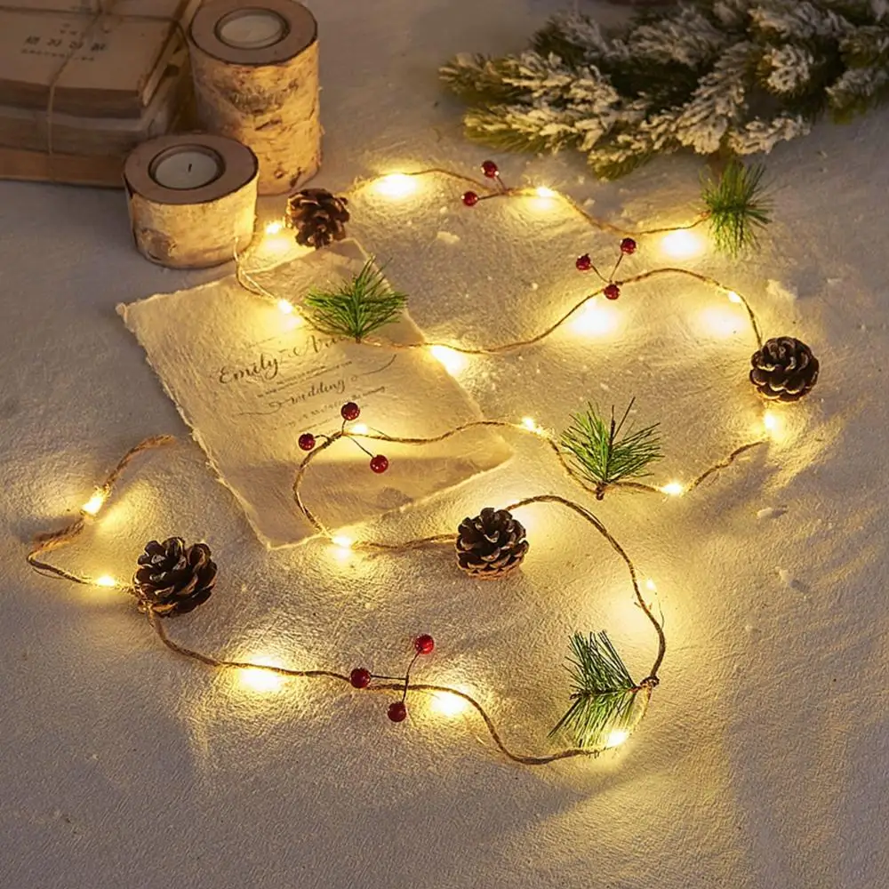 

Party Decor 2M 20LEDs Battery Operated Holiday Pinecone Red Berry Garland Christmas Decoration String Lights Fairy Lights