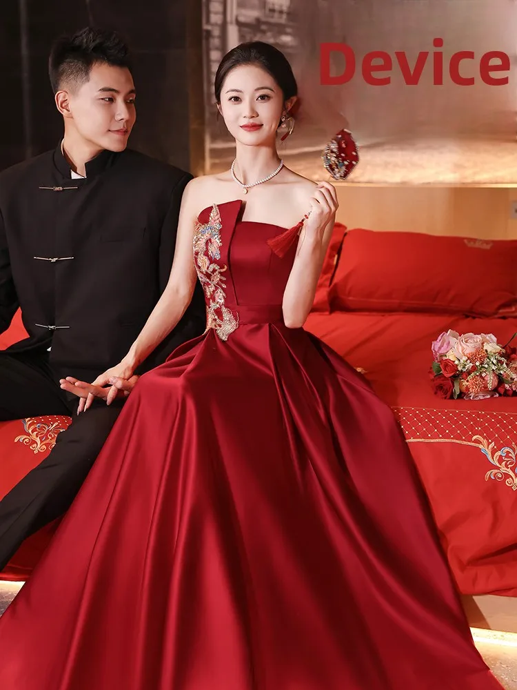 

New Chinese Sle Wedding Dr Women's Morning Robe Bustier Sle Wedding Gown Hand Embroidered Belt Korean Sle Long Skirt