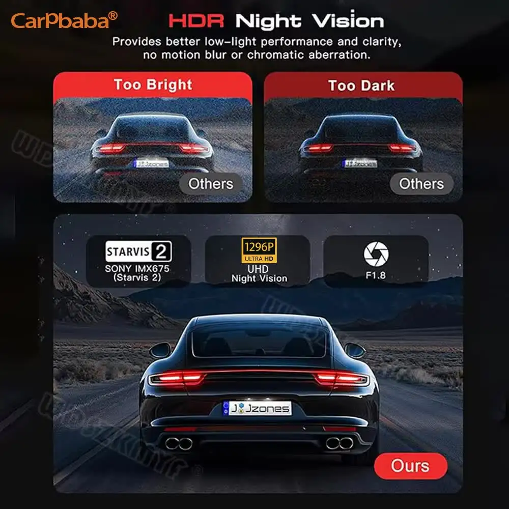 1296P DVR 2/3-Channel Front Inside Rear View Camera GPS WIFI Black Box Dash Cam For Cars Video Recorder Vehicle Car Accessories