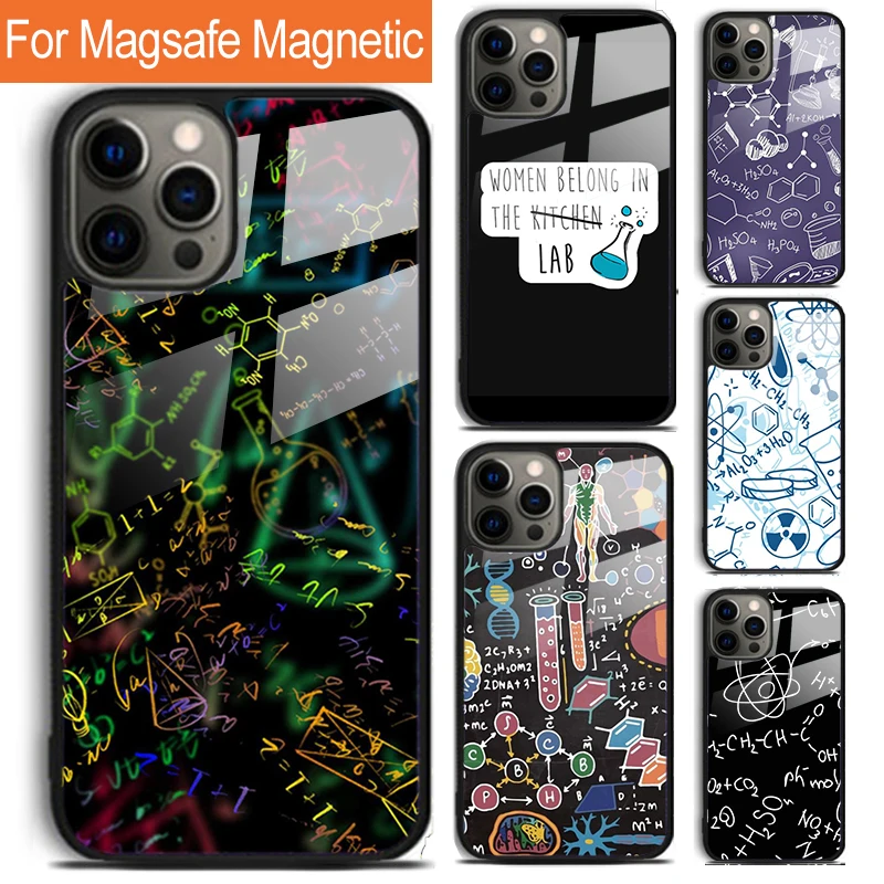 Science Chemistry Formulas Phone Case For iPhone 15 14 13 12 11 Pro Max Plus Magsafe Magnetic Wireless Charging Cover