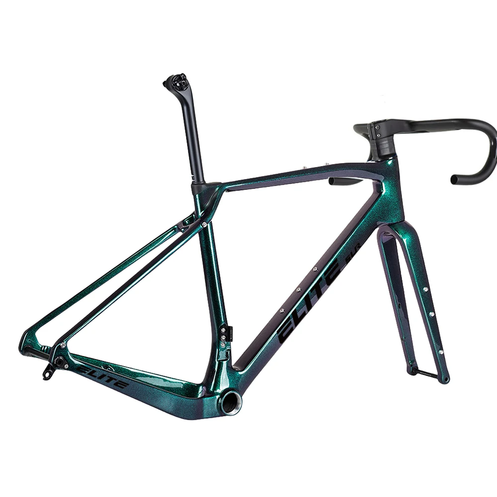 

ELITE Карбоновая дорожная велосипедная гравийная рама Custom Frame 100-142, велосипедная дисковая тормозная гравийная рама 700C, сквозная ось, оптоволоконная рама, максимальная шина 47 мм
