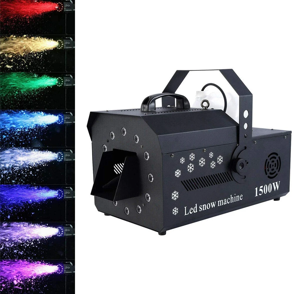 Topflashstar 1500W Snow Machine For Exhibition Kids'party With Remote Control DMX RGB 12 LED Snow Making Machine