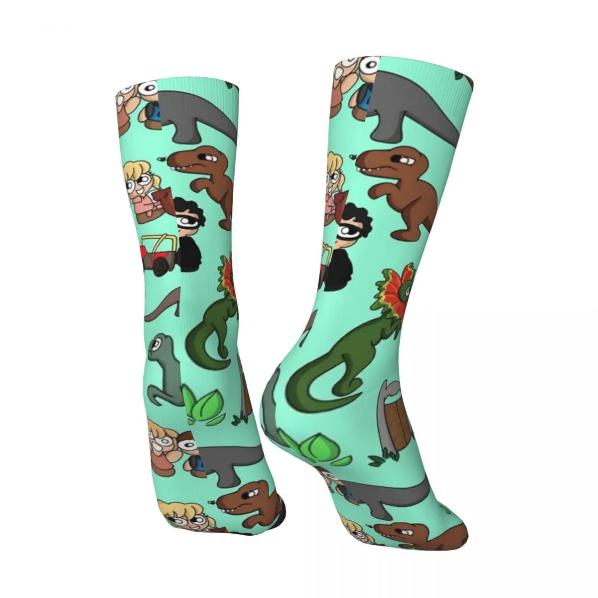 Hip Hop Retro Jurassic Bits Crazy Men's Compression Socks Unisex Jurassic Dinosaur Street Style Pattern Printed Funny Crew Sock