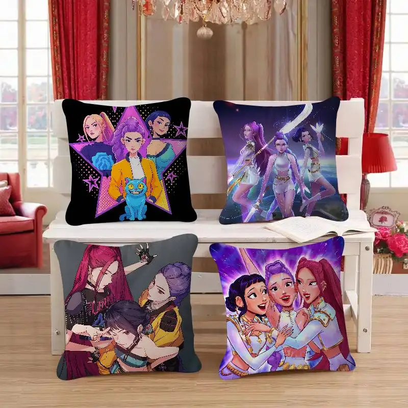 KPop شيطان الصيادين وسادة أنيمي وسادة أريكة سرير رئيس وسادة غطاء غطاء الوسادة 45x45 سم الموضة