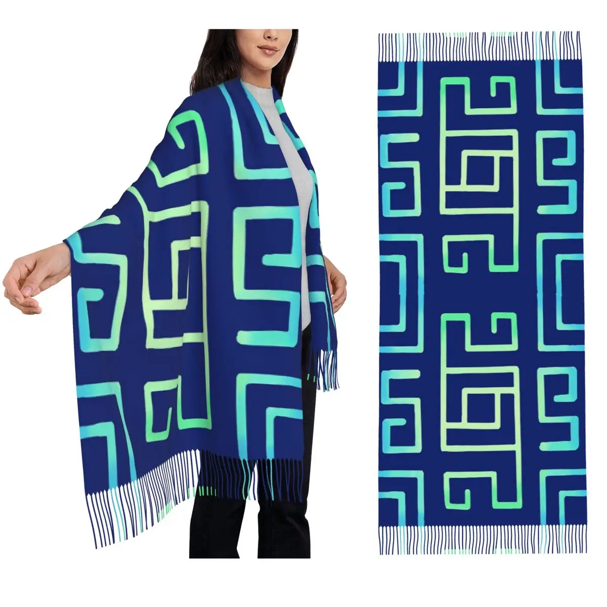 

Гармонический шарф с кисточками, женские мягкие теплые шали и накидки, большая осенне-зимняя шаль