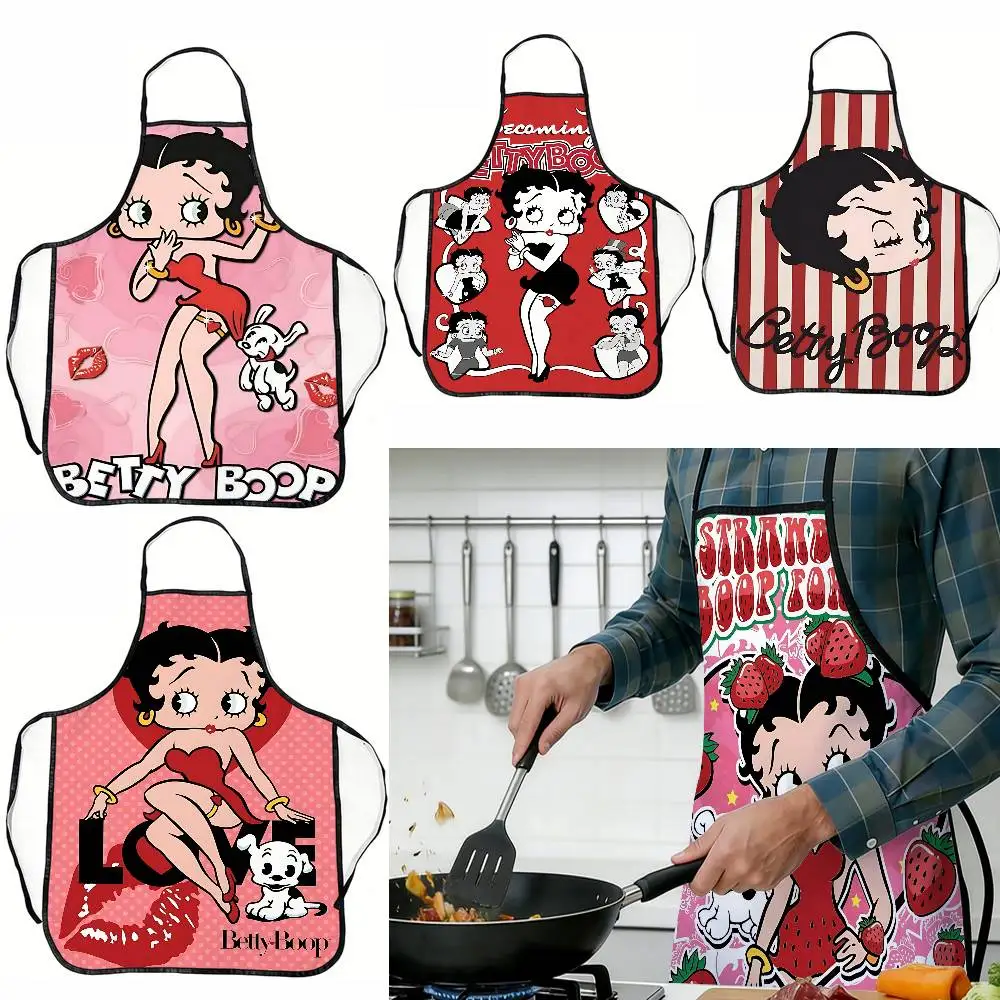

Анимационный фартук B-Betty B-Boop с изображением красивой девушки, унисекс, для взрослых, для женщин и мужчин, для шеф-поваров, для приготовления пищи, кухни, выпечки