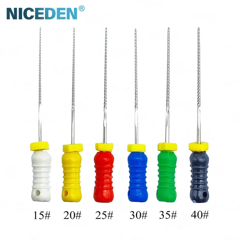 NICEDEN 6 ชิ้น/แพ็คทันตกรรมใช้มือ K-ไฟล์ 21 มม./25 มม./31 มม.ใช้ทันตกรรม Root Canal ไฟล์เครื่องมือรักษาทันตกรรมไฟล์ Lab