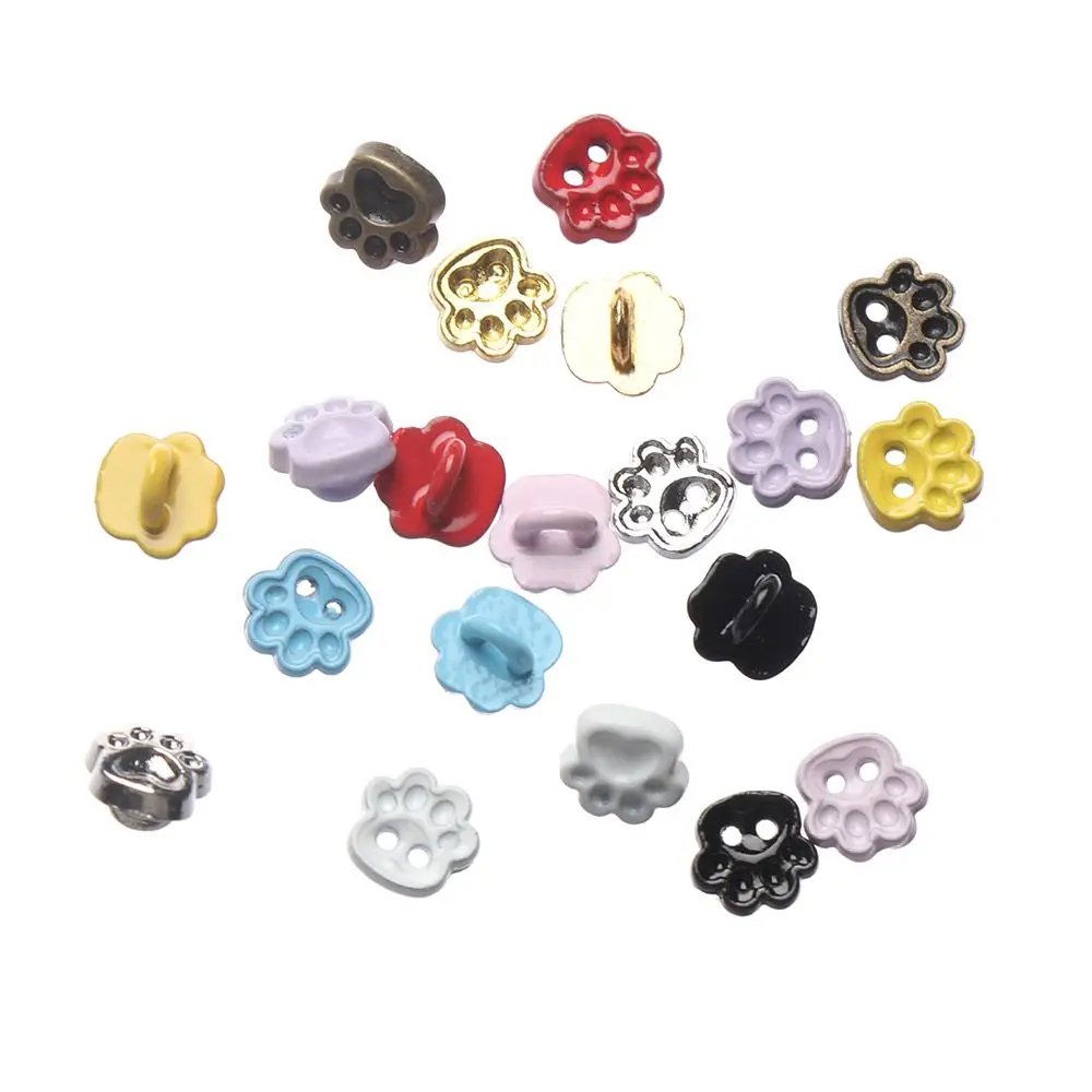 20pcs Mini Buttons DIY Doll Clothes Metal Buckle Bear Foot Style Buckles for 1/6 Doll Clothing Sewing Accessories Holes Buttons