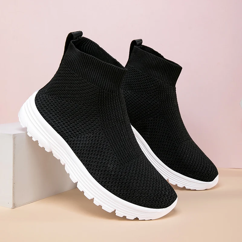 Couple Running Shoes for Men Women Black Mesh  Casual Sneakers Lightweight High-top Breathable Comfortable Gym Jogging Shoes Man