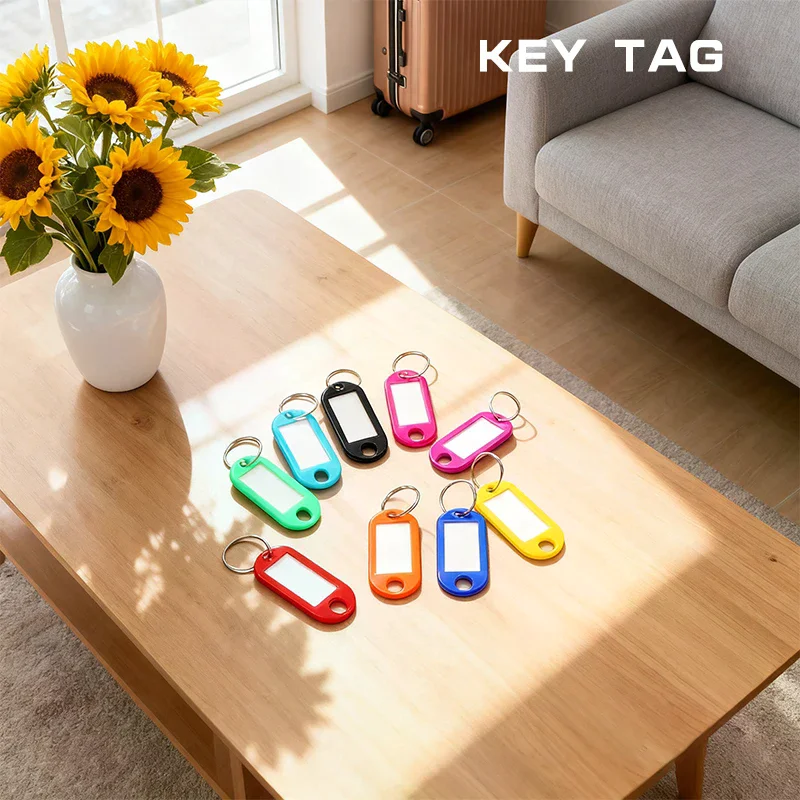 50Pcs Colorful Keychain Key Tag Label ID Name Room Address TEL Number Marker Key Tag Baggage Tag With Split Ring