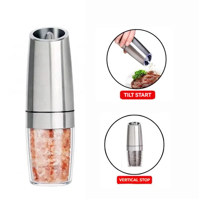 Gravity-Activated Electric Spice Grinder - Smart Sensor for Pepper & Sea Salt, Effortless Home Kitchen Solution