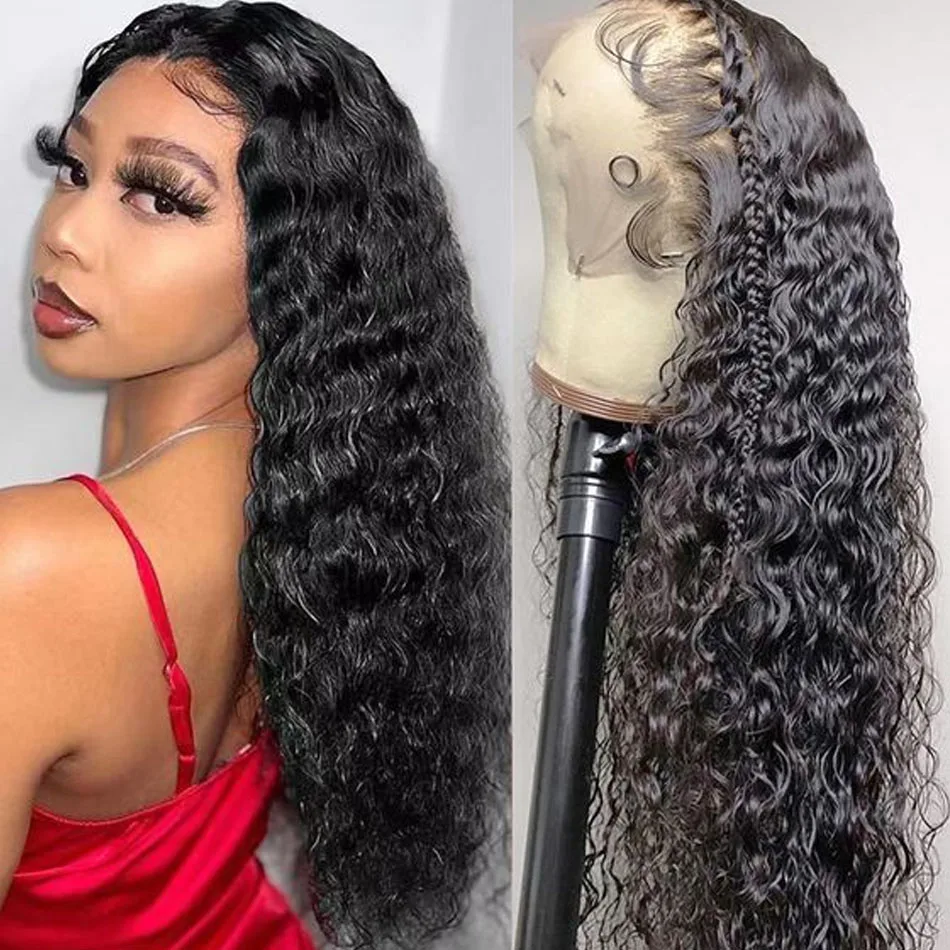 Water Wave Wear And Go Glueless Wig Pre-Cut HD Lace Wig 180% Pre-Plucked Natural Wave Glueless Curly Human Hair Wigs For Women