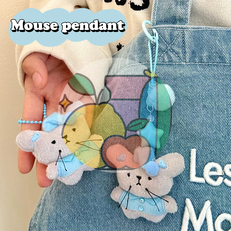 1 szt. Uroczy pluszowy breloczek do kluczy w kształcie myszki z piżamą, zawieszka do torby, ozdoba do plecaka, breloczek dla par, prezent.