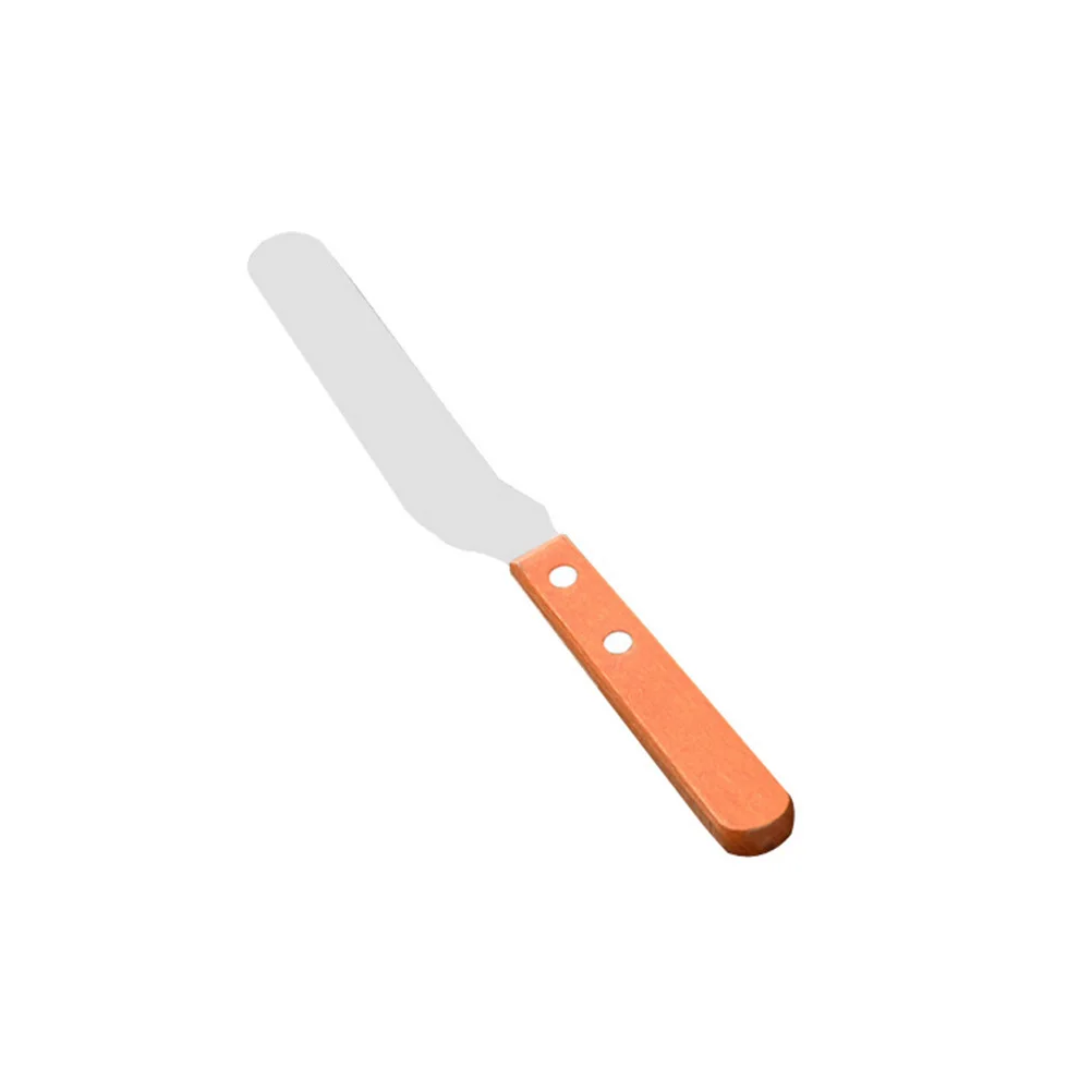 

4 Inch Cream Spatula Stainless Steel Redwood Handle Cake Decorating Tool Butter Icing Smoother Baking Pastry Kitchen Bar