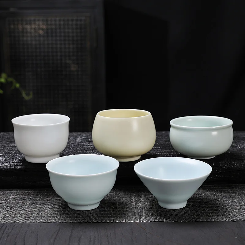 

Ru Kiln tea cups, high-end personal tea sets, ceramic ice crack cups, kung fu tea cups