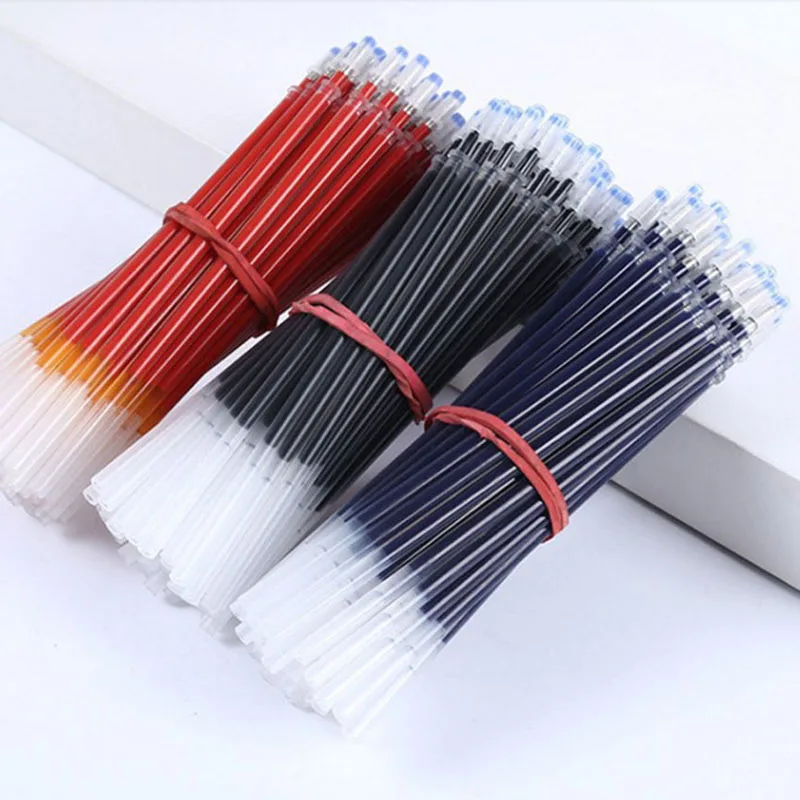 

50 pcs 0.38mm Gel Pen Refills Stationery Office Writing Supplies Red Blue Black Inks Signature Rods Needle Pens Replacement