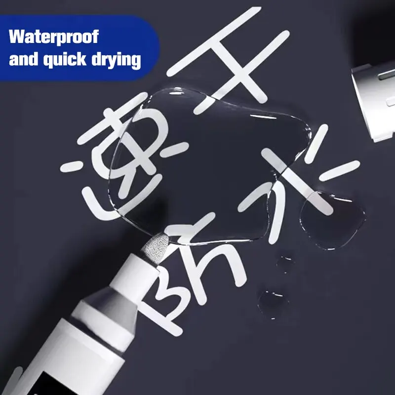 Waterproof White Marker Pen Permanent Graffiti Gel Pencil Oily Pens маркери фломастеры Tire Painting Notebook Drawing