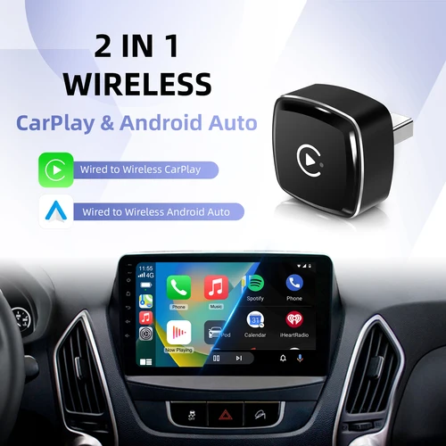 Ezonetronics Adaptador inalámbrico para automóvil Android CarPlay para automóvil con cable de fábrica, CarPlay inalámbrico y Android auto 2 en 1