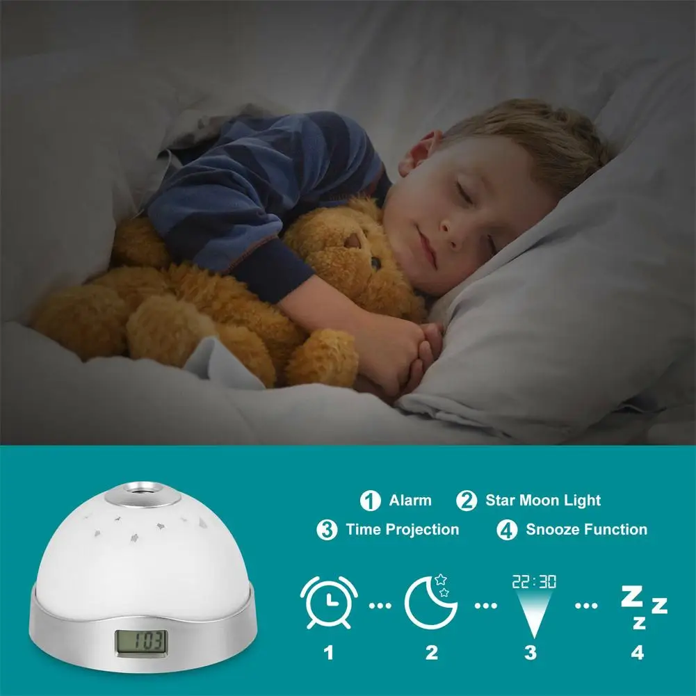 LED Projection Alarm Clock Night Light Starry Sky Star Digital 7 Color  Changes Time Display Alarm Despertador Dropshipping
