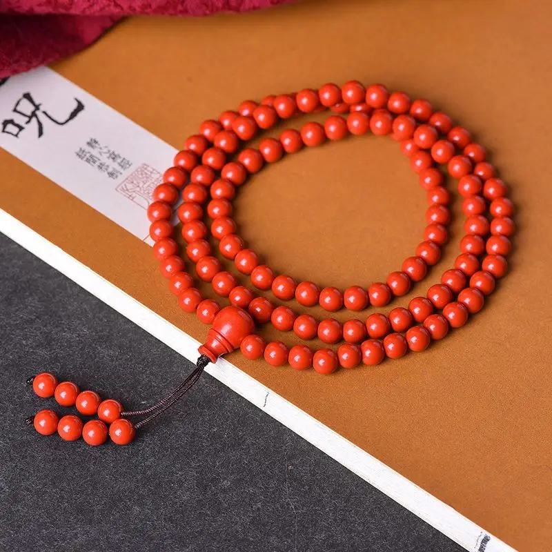 Natural Cinnabar Bracelet Water Flying Sand 108 Beads Multi-ring Bracelets for Men and Women with The Same Paragraph.