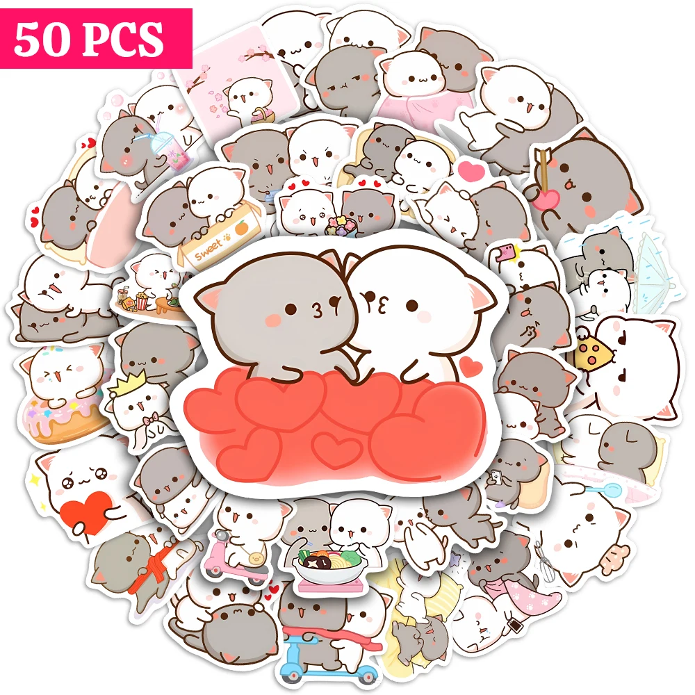 Cartoon Cute Funny Cat Stickers Waterproof Funny Cats Decals for Water Bottle Laptop Skateboard Scrapbook Luggage Kids Toys