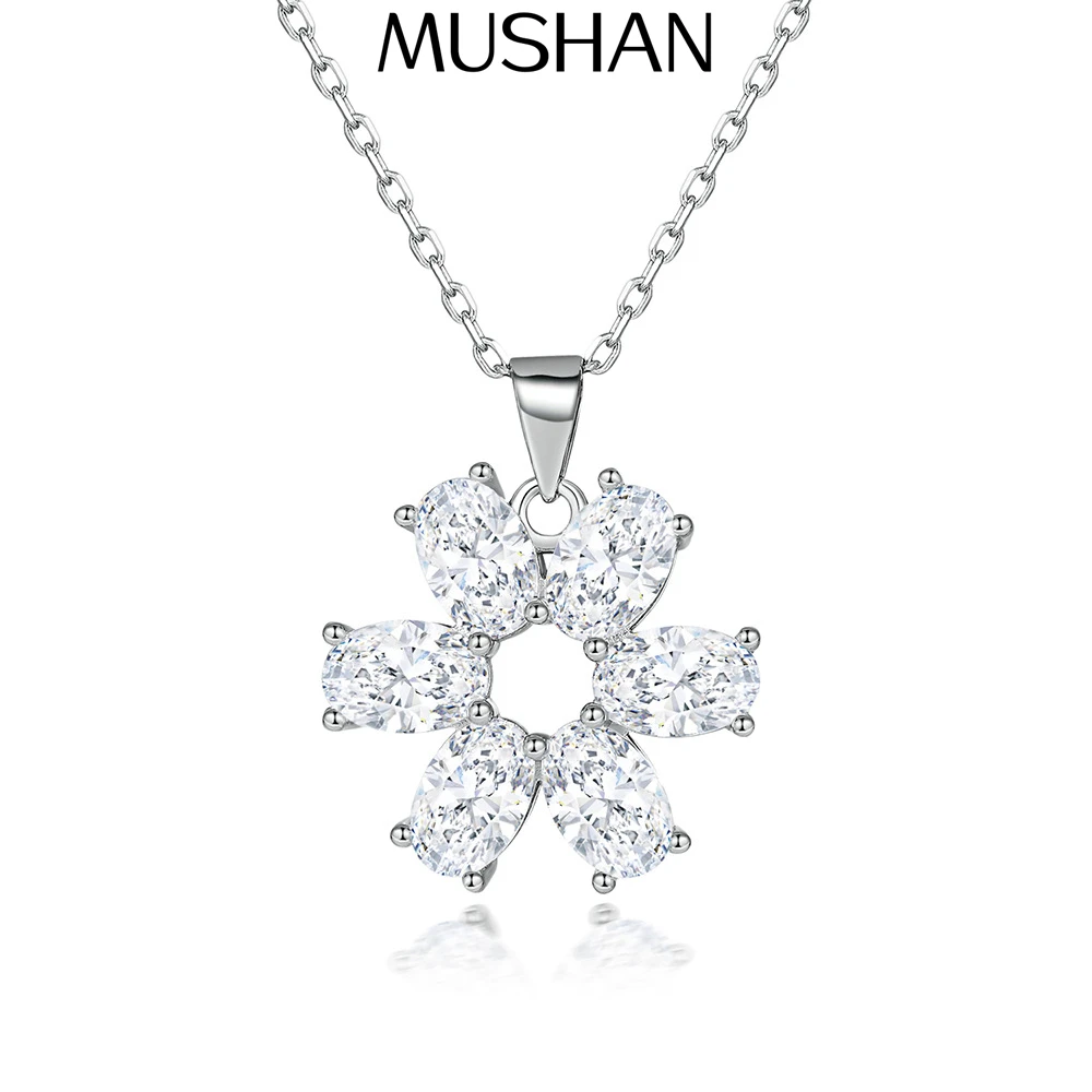MuShan Luxury Jewelry 925 Sterling Silver Necklace Zircon 5A Cross Promise for Girls Rhodium Plated Premium Jewelry Pendant