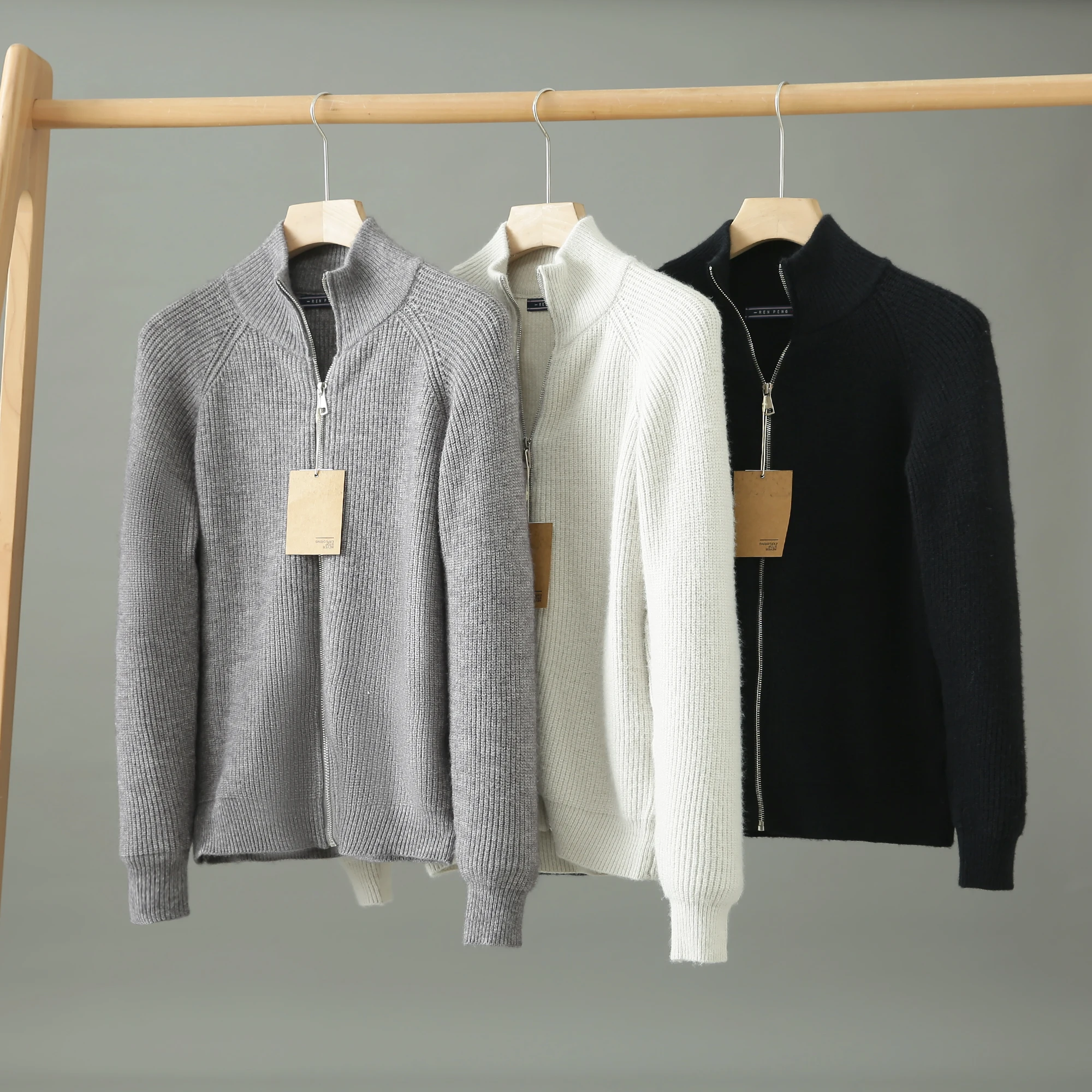 

Thiened f-High Collar Вязаный свитер для мужчин Faionable Ci Sle Long Sve Pure Color Self-Kee Осень Зима O...