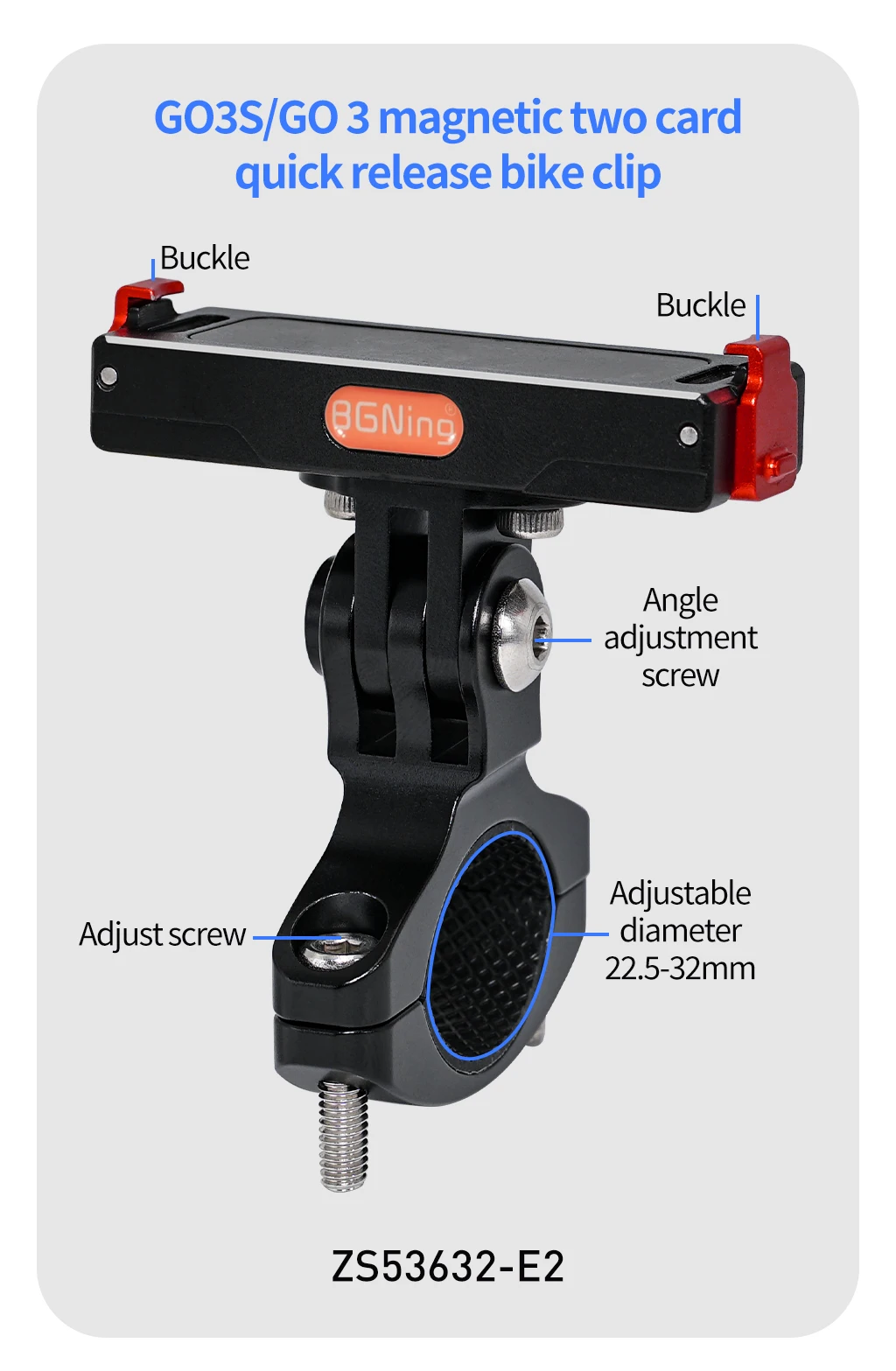 GO3 GO3S Magnetische Schnellwechselhalterung, verstellbare Aluminium-Lenkerhalterung für Insta360 Go 3/3S Fahrrad- und Motorradkamerahalter – Detail 21