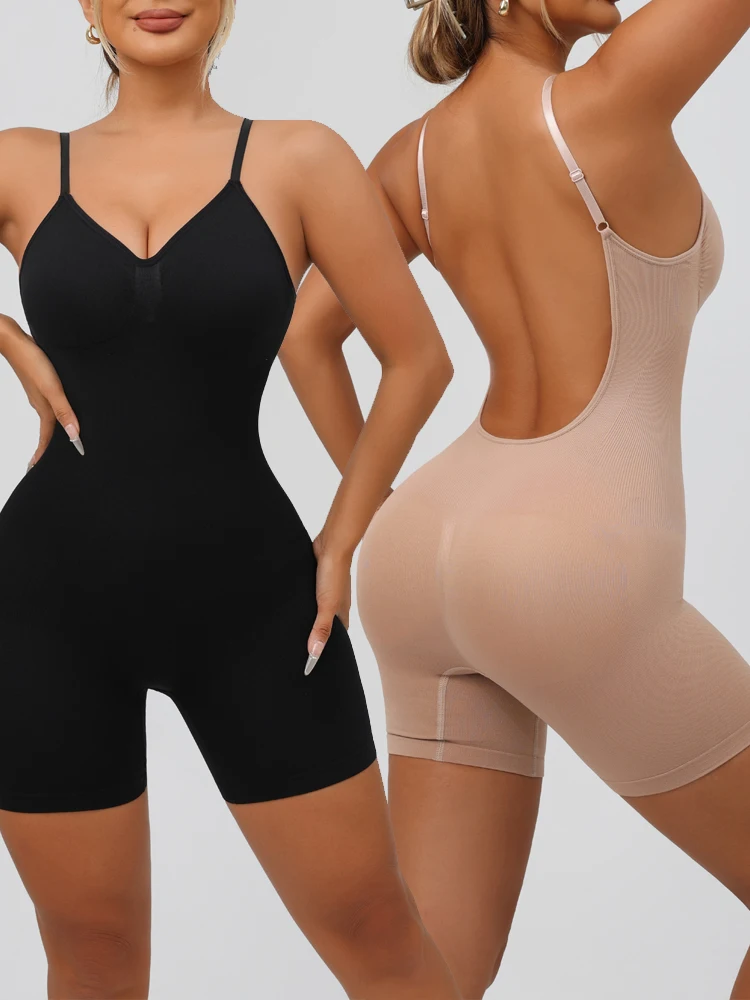 FLARIXA Damen Sexy Body Shaper mit offenem Rücken, Übergröße, Shapewear, enger Taillengürtel, formende Unterwäsche, Fitnessbekleidung