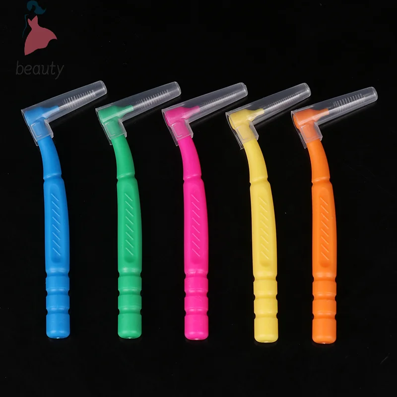 Cepillos de ortodoncia en forma de L, cepillo Interdental, limpieza entre dientes, Mini cepillo de dientes, viaje portátil, 10 piezas