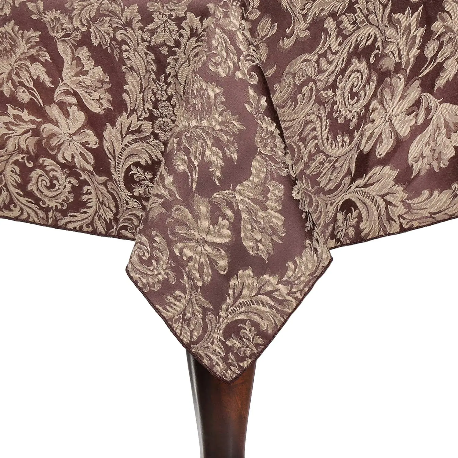 Mantel Rectangular Miranda de 70x144 Pulgadas - Mantel de Algodón y Poliéster con Tejido Jacquard Resistente a las Manchas - Color Chocolate, 3 Piezas