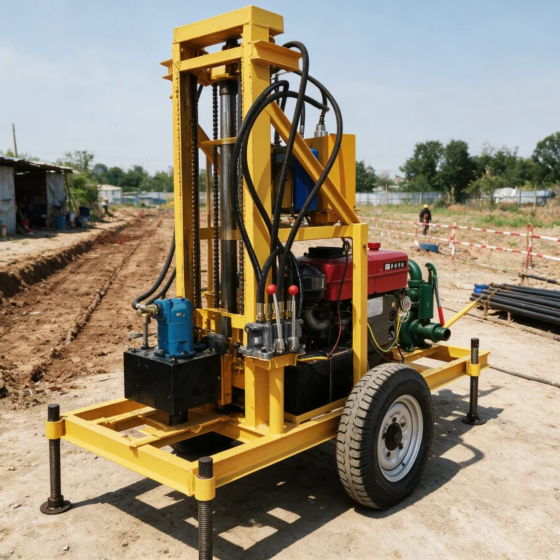 Customized Wheeled Diesel Hydraulic 30HP 35HP 150M 180M Flexible Movement Efficient Boring Water Well Drilling Machine