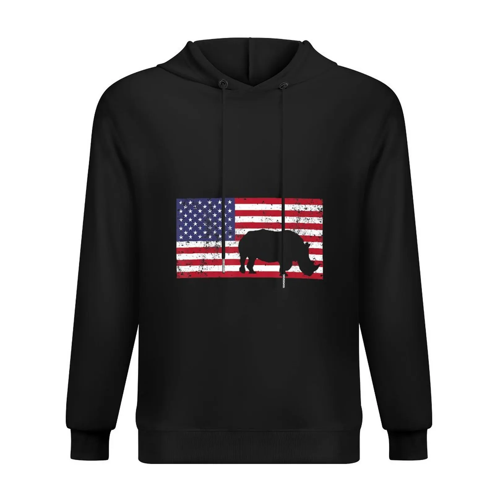 

American Flag Rhino July 4th Conservation Rhinoceros T Shirt Hoodie mens clothes men wear blouse autumn new products hoodie man
