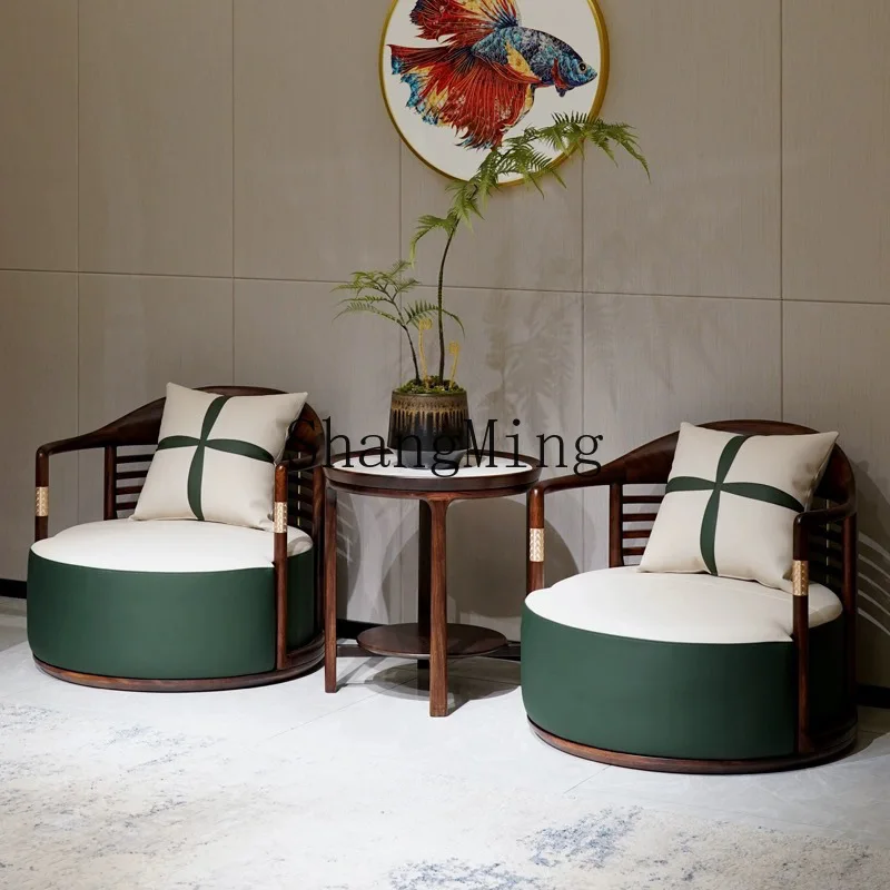 

FG new Chinese ebony light luxury round small apartment living room sofa leisure three-piece set