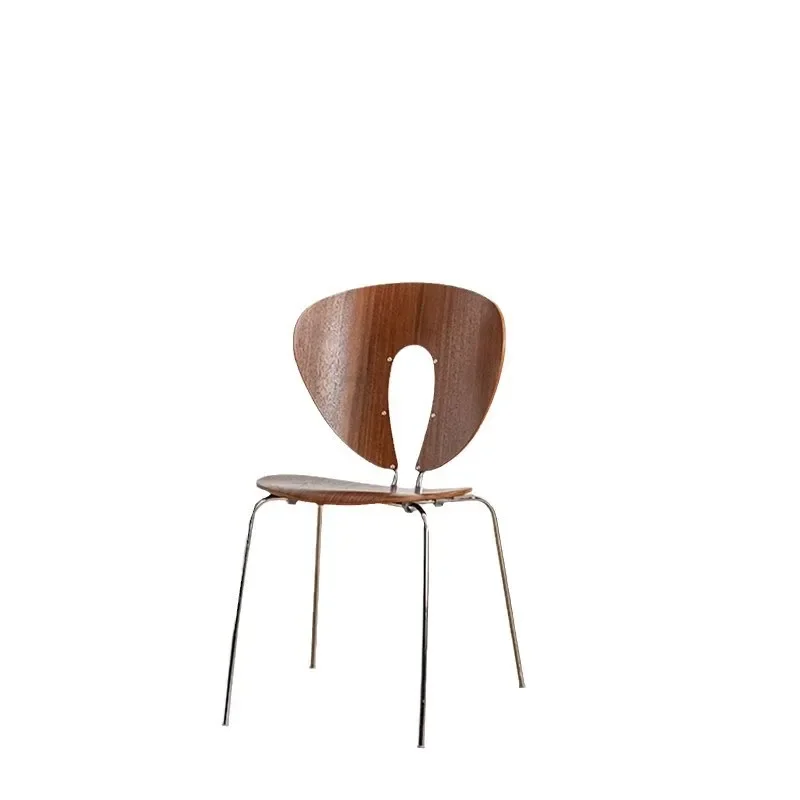 Modern simple back Korean medieval wooden back dining chair hollow design cafe Internet celebrity leisure chair