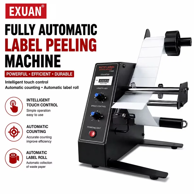 1150D Automatic Label Dispenser, Label Stripper with Counter Speed & Length Adjustable Industrial Barcode Sticker Separator