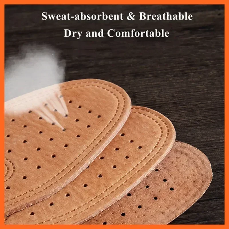 1 Pair Cowhide Insoles for Shoes Men Comfortable Deodorant Casual Leather Insole Feet Quality Genuine Leather Flats Shoe Sole image 5