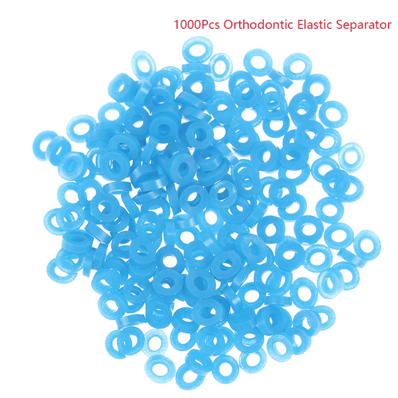 1000Pcs Dental Separator Ligature Ties Ortho Rubber Band Ligature Ties Rings Blue Teeth Elastic Separate Spacers